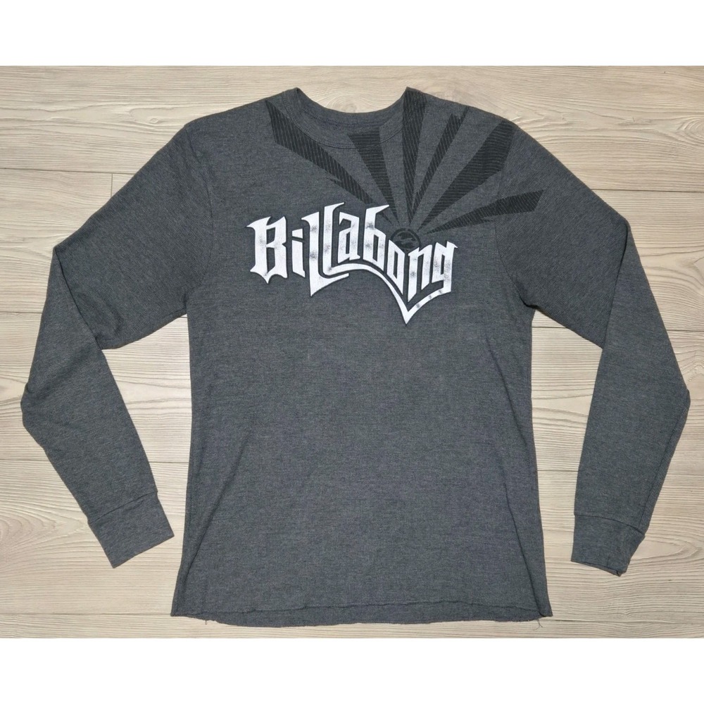 Billabong Long Sleeve Thermal Shirt Mens Large Gray Surf